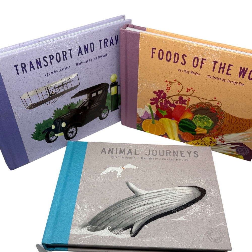 360 Degrees Childrens Book Set Animal Journeys Transport Foods of the World 3pc